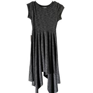 NEW Joyfolie Mia Joy Black Gray Asymmetrical Ribbed Girls Dress sz 8